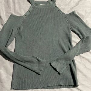 Hooked Up by IOT Off-the-Shoulder Ribbed Sweater - Gray